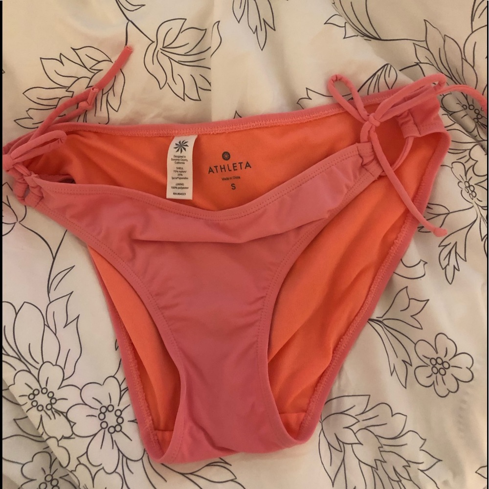 Athleta pink tie womens swim bottoms S